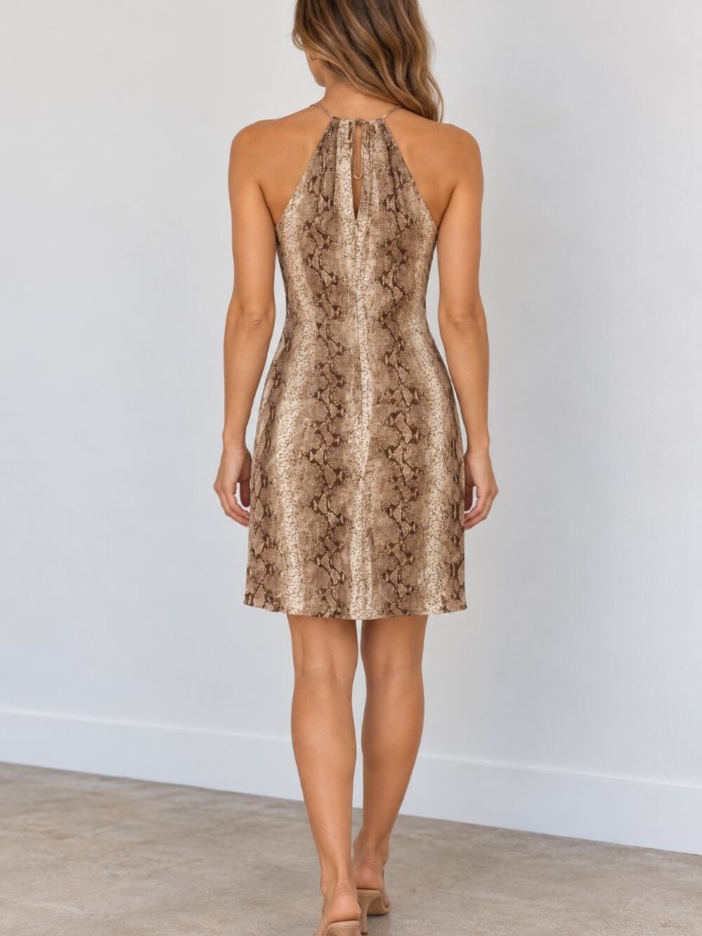 Snakeskin Print Halter Dress Made in Italy Size 42/6